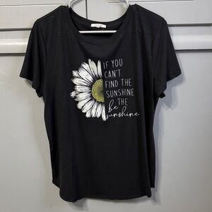 Maurices Black Tee with Daisy and Inspirational Quote